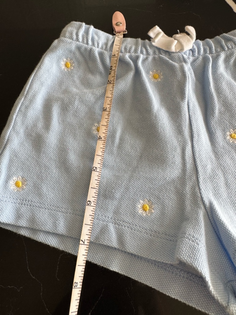 Light Blue Daisy Embroidered Knit Shorts - Picture 2 of 6